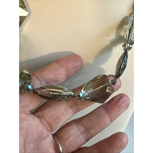 NWT Donna Dressler Sterling Silver Necklace Abalone Shell AB Crystal Bead 20" - Picture 6 of 7